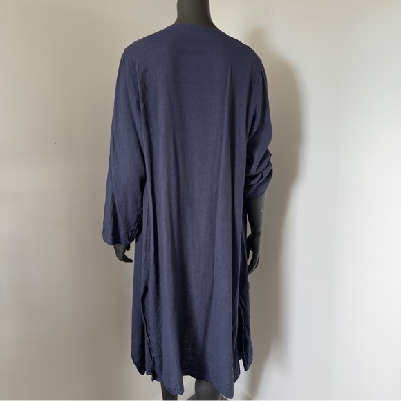 Made in Italy 100% Linen Navy Open Front Cardigan - Picture 3 of 7